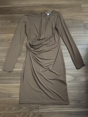 🔥 3/$24 Long Sleeve Ruched Sheath Dress - Taupe